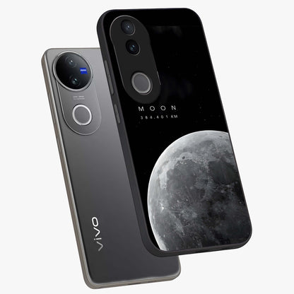 Cosmic Moon Glow Glass Case displayed in angled mockup highlighting celestial moon design with cosmic aesthetic theme.