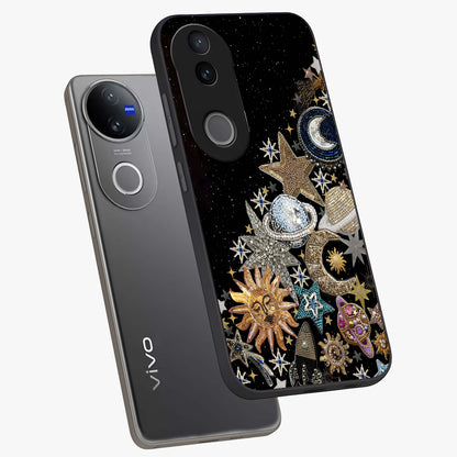 Cosmic Sparkle Dreams Glass Case displayed in angled mockup highlighting dreamy star sparkle design with celestial aesthetic.