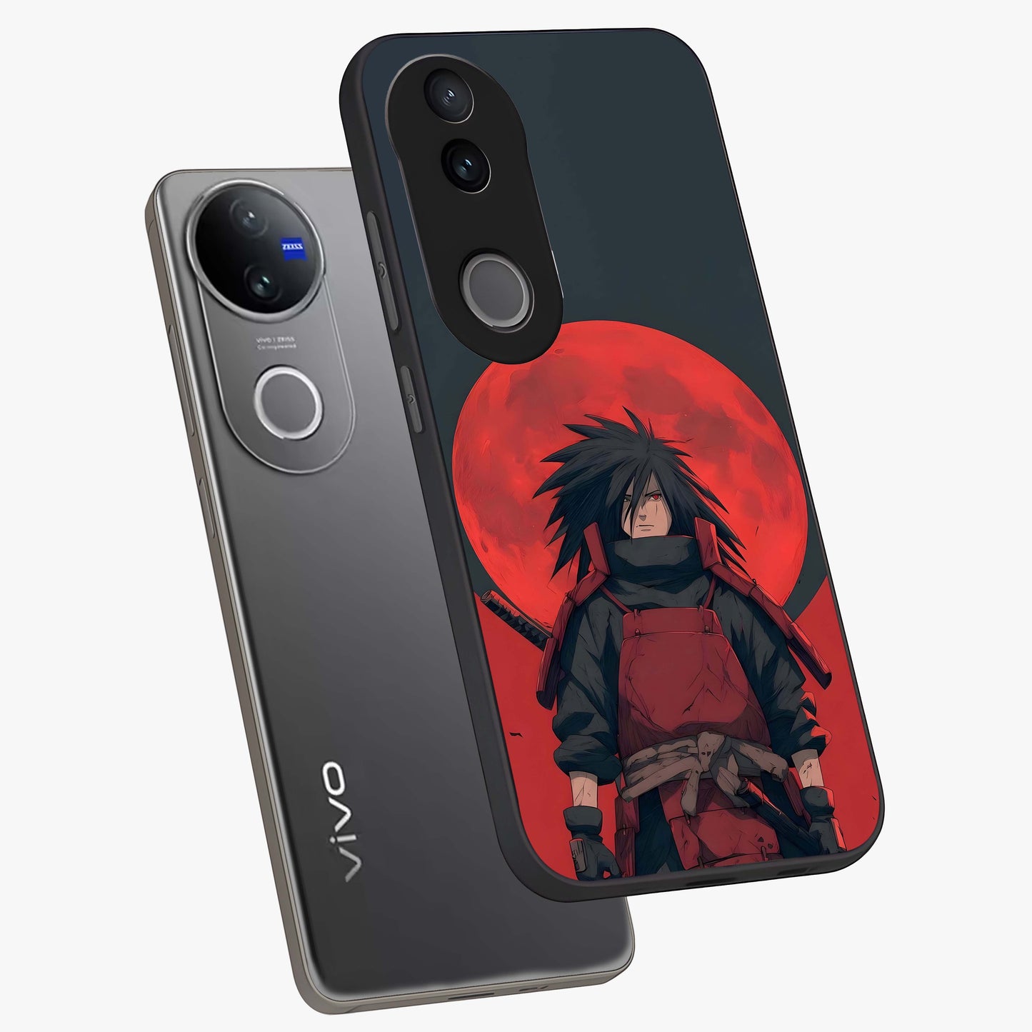 Crimson Moon Warlord Glass Case displayed in angled mockup highlighting dramatic crimson moon design with fantasy aesthetic.