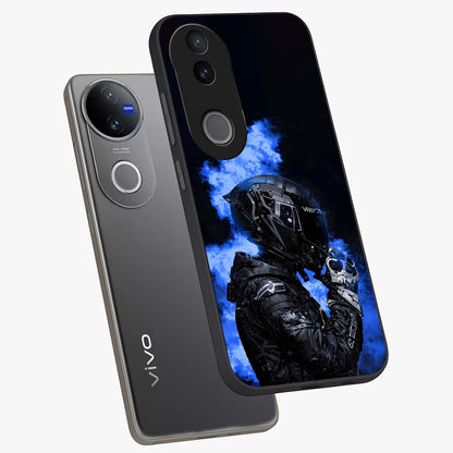 Cyber Sentinel Protocol Glass Case displayed in angled mockup highlighting digital cyber design with sci-fi aesthetic style.