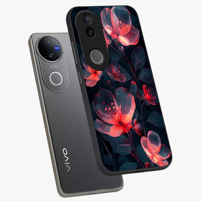 Dark Shade of Flower Glass Case displayed in angled mockup highlighting moody floral illustration with aesthetic dark tones.