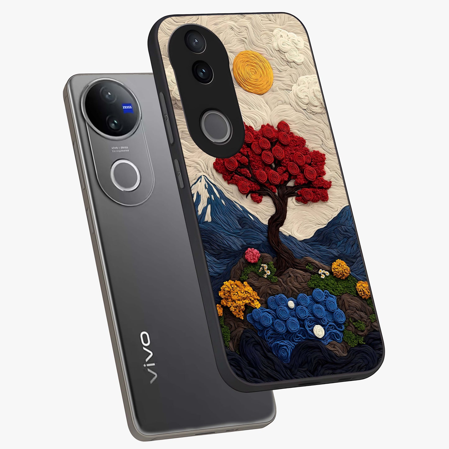 Eternal Nature Tapestry Glass Case displayed in angled mockup highlighting detailed botanical pattern with artistic aesthetic.