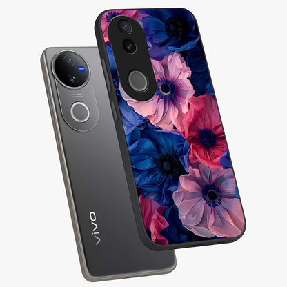 Flower Paper Art Pattern Glass Case displayed in angled mockup highlighting layered paper flower design with artistic aesthetic.