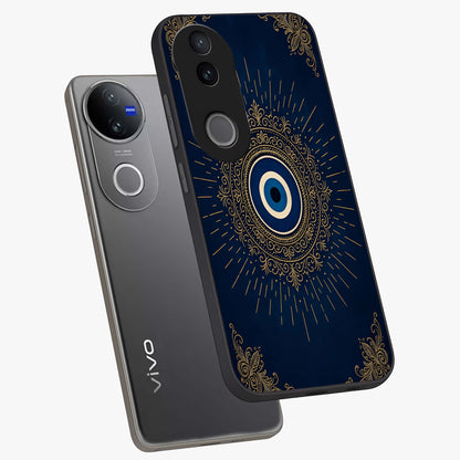 Golden Celestial Charm Glass Case displayed in angled mockup highlighting sparkling cosmic charm design with celestial aesthetic.