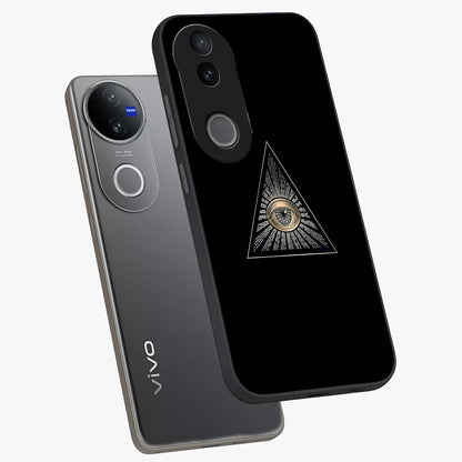 Illuminati Evil Glass Case displayed in angled mockup highlighting dark occult inspired design with bold aesthetic style.