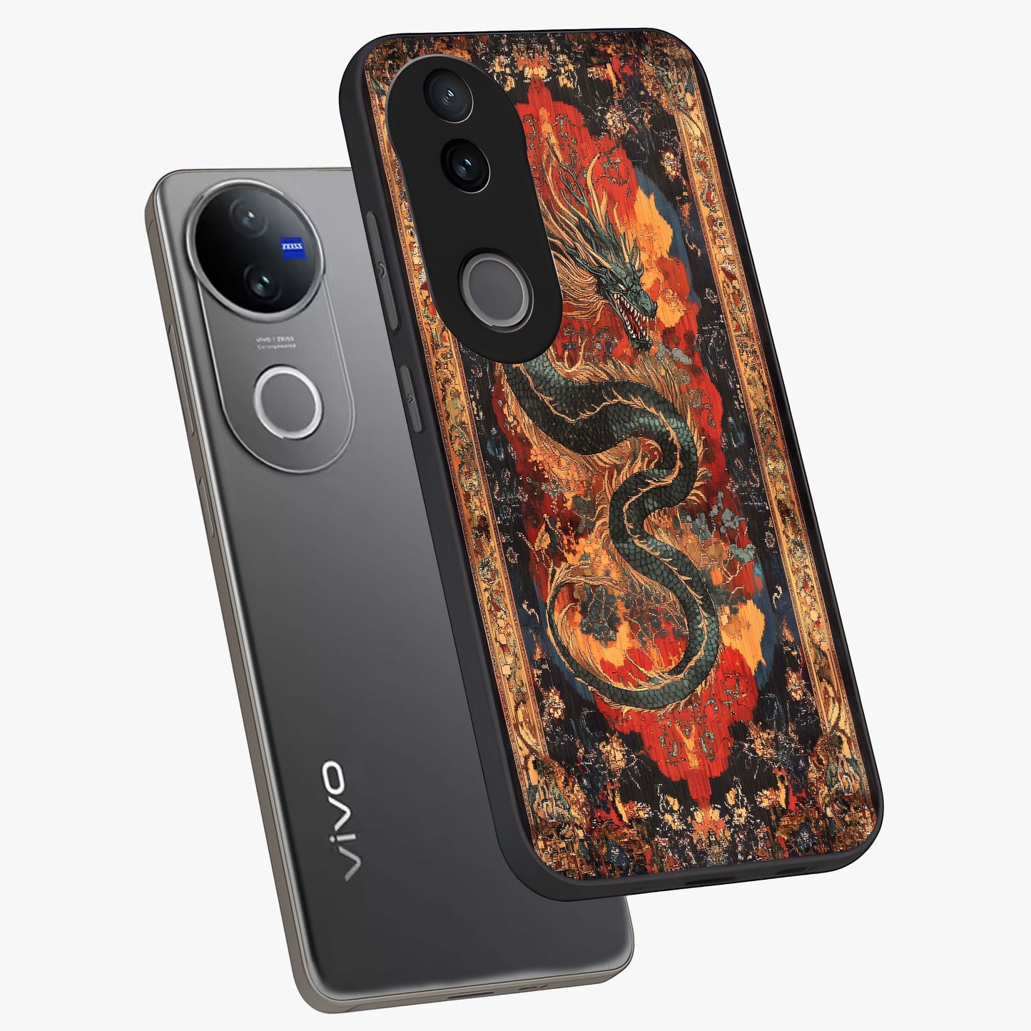 Inferno Dragon Soul Glass Case displayed in angled mockup highlighting powerful dragon illustration with inferno aesthetic.