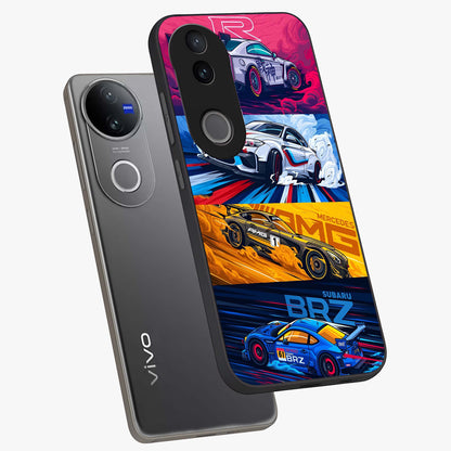 JDM Sports Car Glass Case displayed in angled mockup highlighting sleek Japanese racing car design with automotive aesthetic.