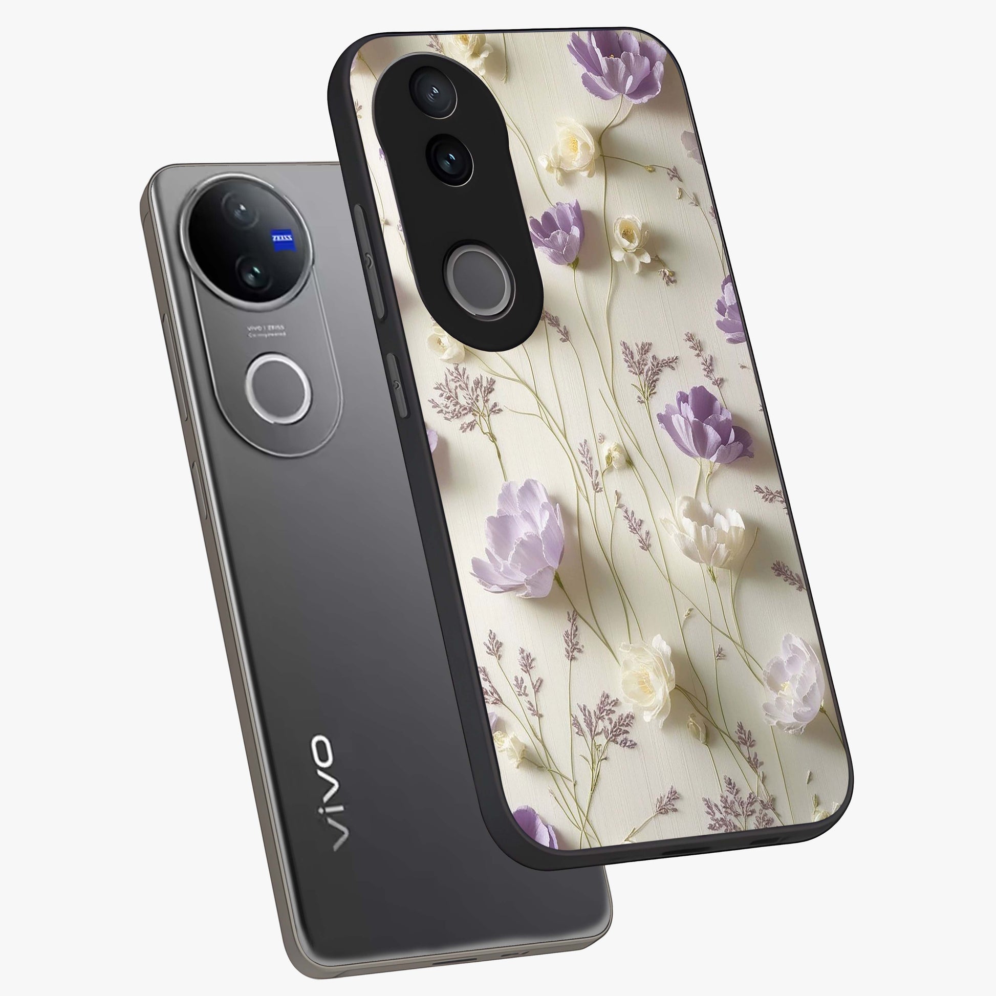 Lilac Breeze Harmony Glass Case displayed in angled mockup highlighting calm lilac breeze design with soothing aesthetic style.