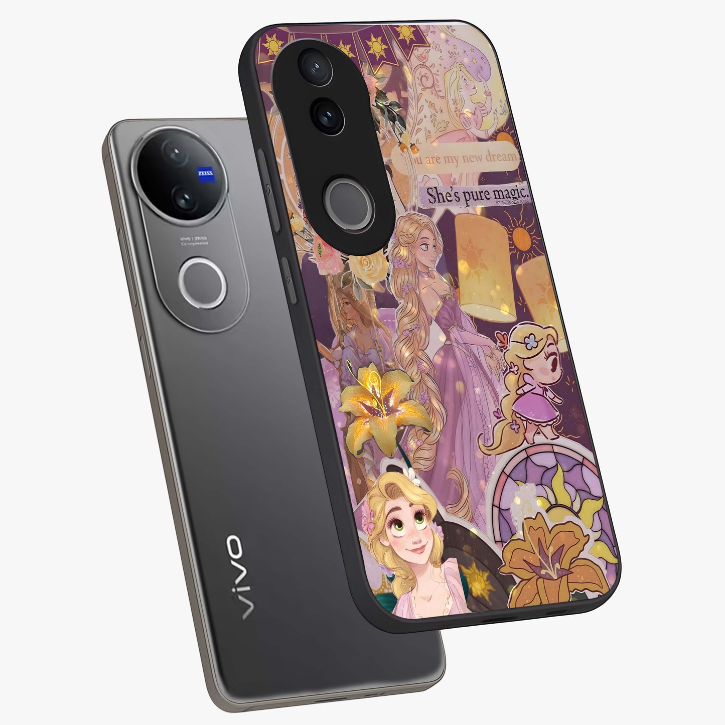 Magical Tangled Dream Glass Case displayed in angled mockup highlighting whimsical fantasy design with magical aesthetic.
