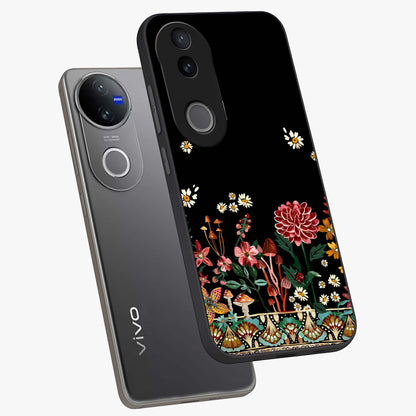 Midnight Bloom Pattern Glass Case displayed in angled mockup highlighting elegant flower design with midnight aesthetic style.