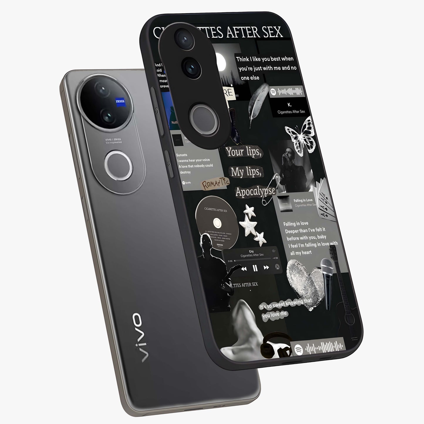 Midnight Love Echo Glass Case displayed in angled mockup highlighting elegant love inspired design with deep aesthetic style.