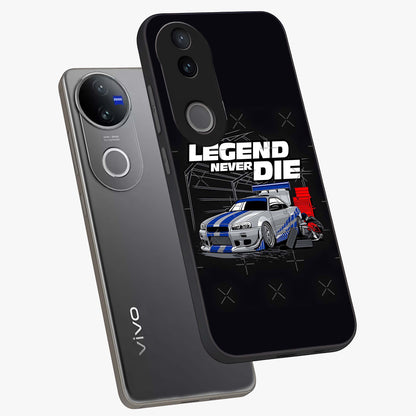 Midnight Racing Legacy Glass Case displayed in angled mockup highlighting dynamic automotive design with bold midnight aesthetic.
