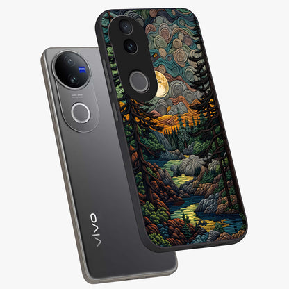 Moonlight Forest Dream Glass Case displayed in angled mockup highlighting dreamy forest design with glowing moon aesthetic.