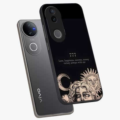 Mystic Victory Aura Glass Case displayed in angled mockup highlighting energetic aura design with bold mystical aesthetic.