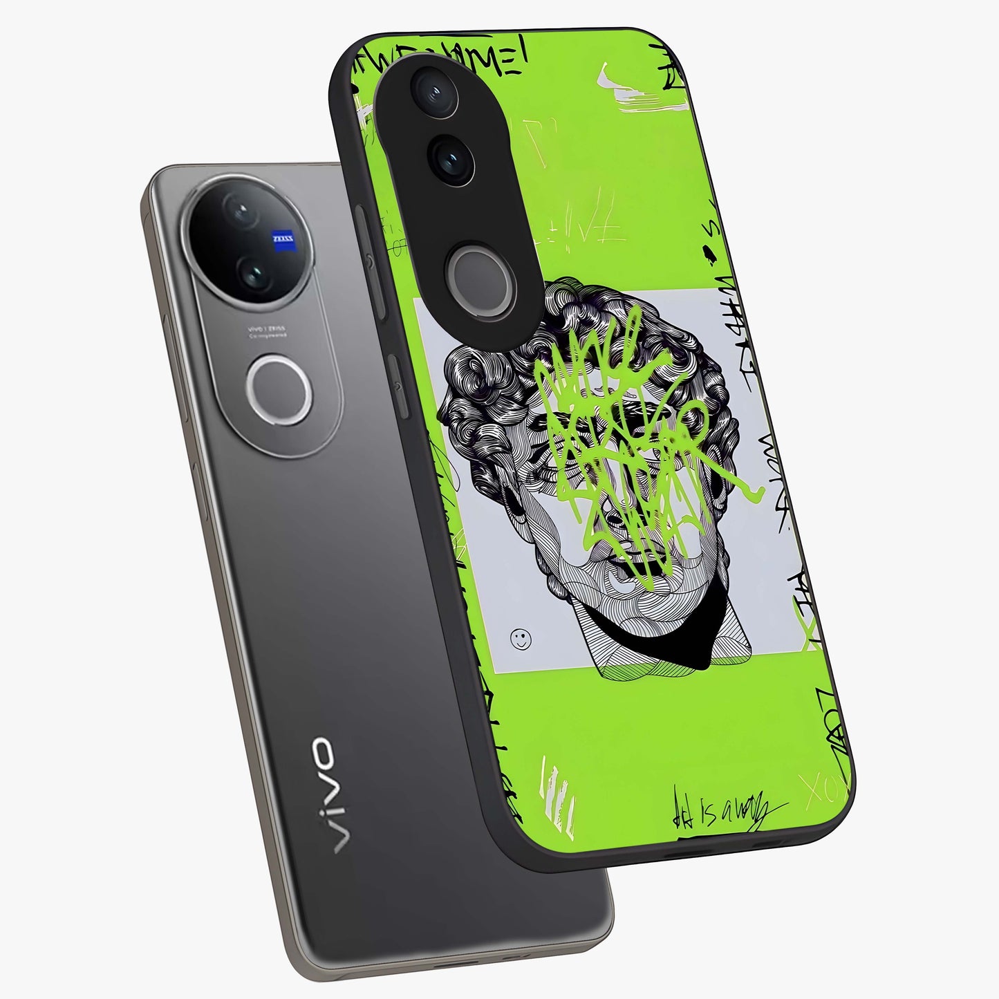 Neo Graffiti Rebellion Glass Case displayed in angled mockup highlighting urban street art design with rebellious aesthetic.