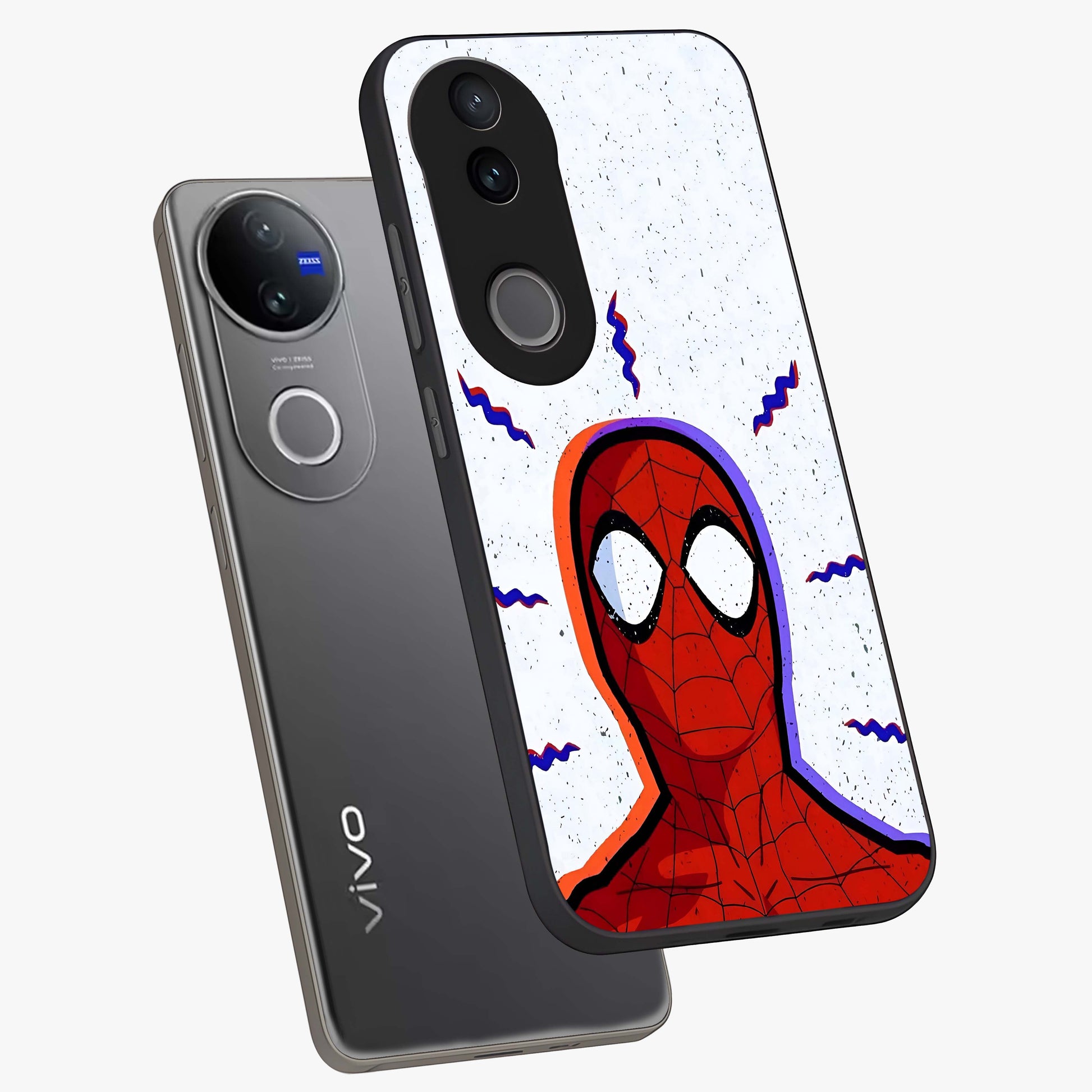 Omg Spiderman Glass Case displayed in angled mockup highlighting dynamic hero illustration with action comic aesthetic.