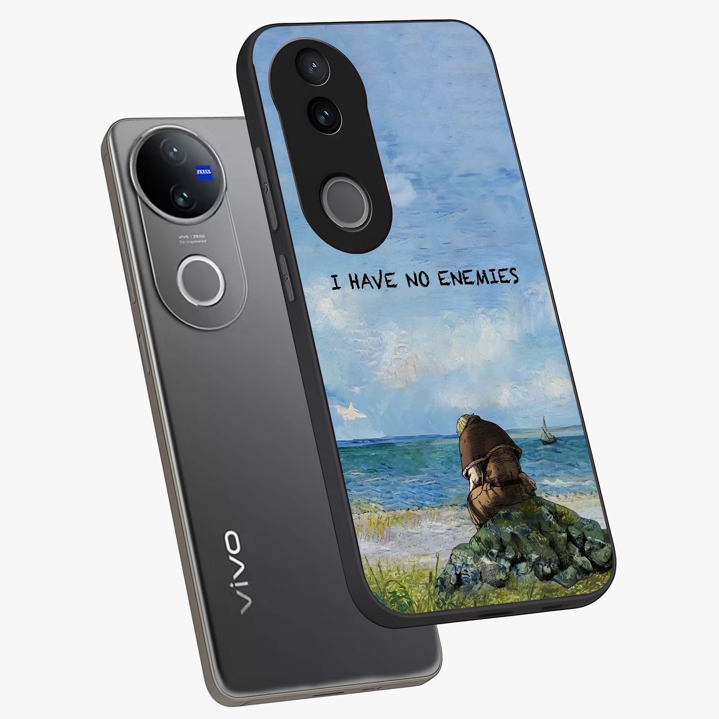 Peace Beyond War Glass Case displayed in angled mockup highlighting meaningful message design with artistic aesthetic style.