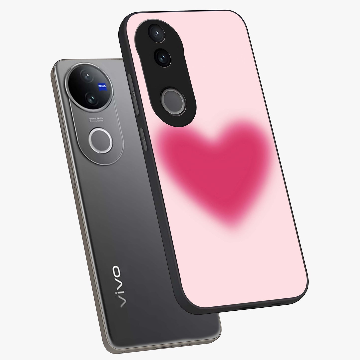 Pink Aura Heart Glass Case displayed in angled mockup highlighting vibrant pink heart design with dreamy aura aesthetic.