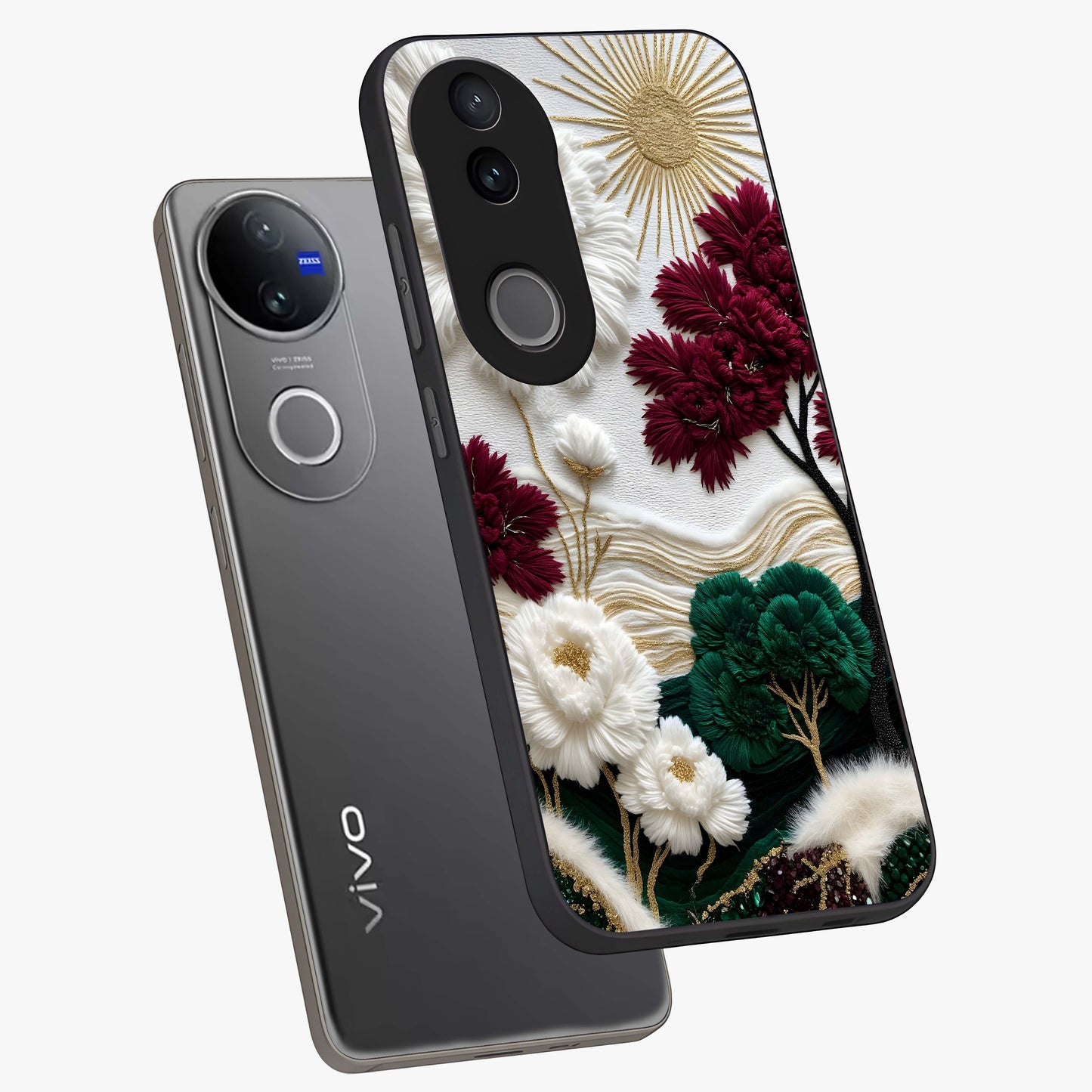 Radiant Bloom Elegance Glass Case displayed in angled mockup highlighting graceful floral design with radiant aesthetic style.