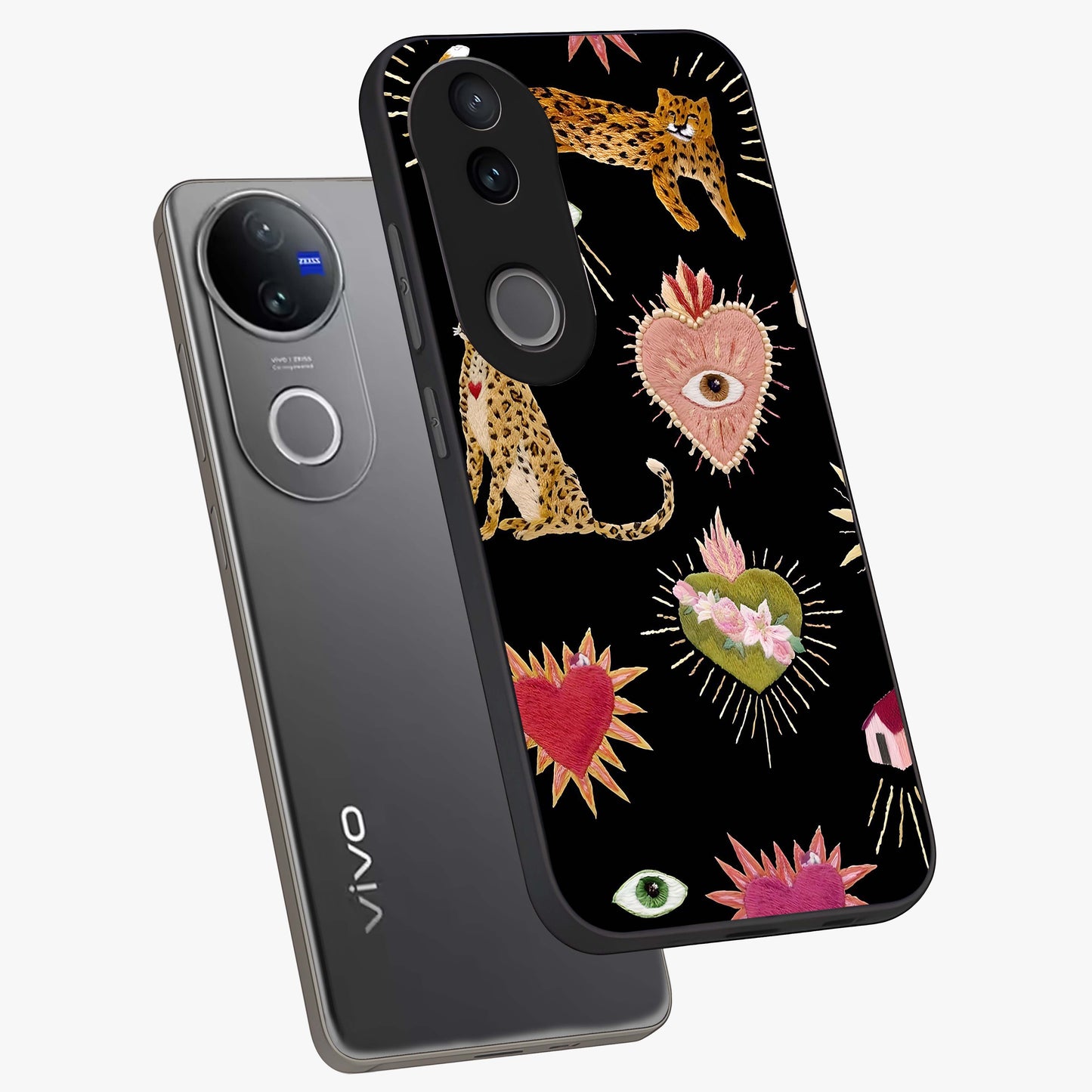 Sacred Jungle Heart Glass Case displayed in angled mockup highlighting lush tropical design with natural aesthetic style.