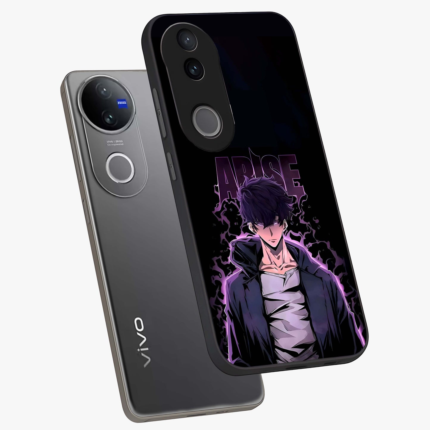 Shadow Monarch Awakening Glass Case displayed in angled mockup highlighting dramatic shadow warrior design with fantasy aesthetic.