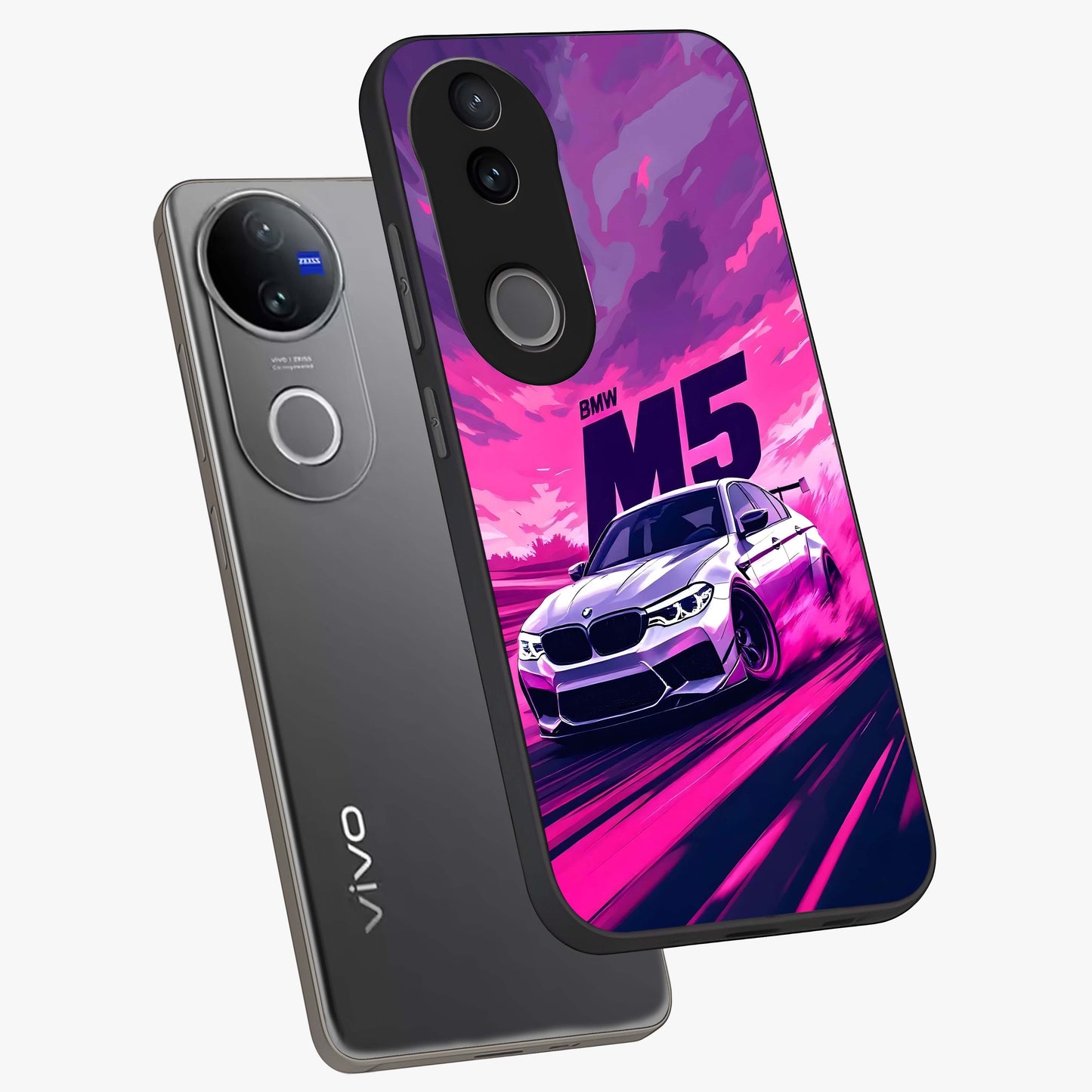 Velocity Drift Pulse Glass Case displayed in angled mockup highlighting dynamic drift design with sporty automotive aesthetic.