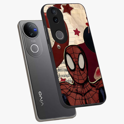 Web Warrior Vibes Glass Case displayed in angled mockup highlighting dynamic web design with comic style aesthetic.