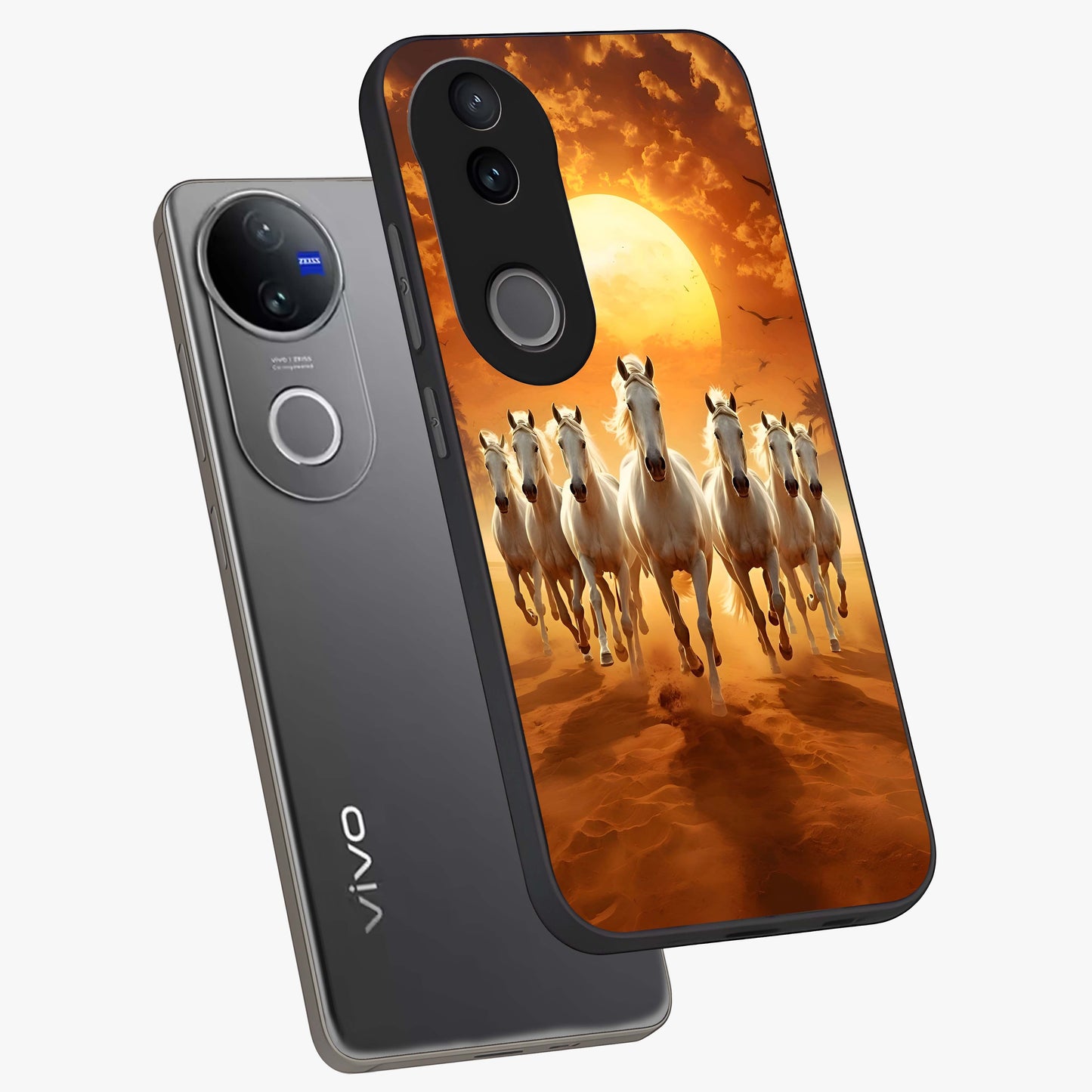 Wild Sunset Majesty Glass Case displayed in angled mockup highlighting vibrant sunset sky design with scenic aesthetic.