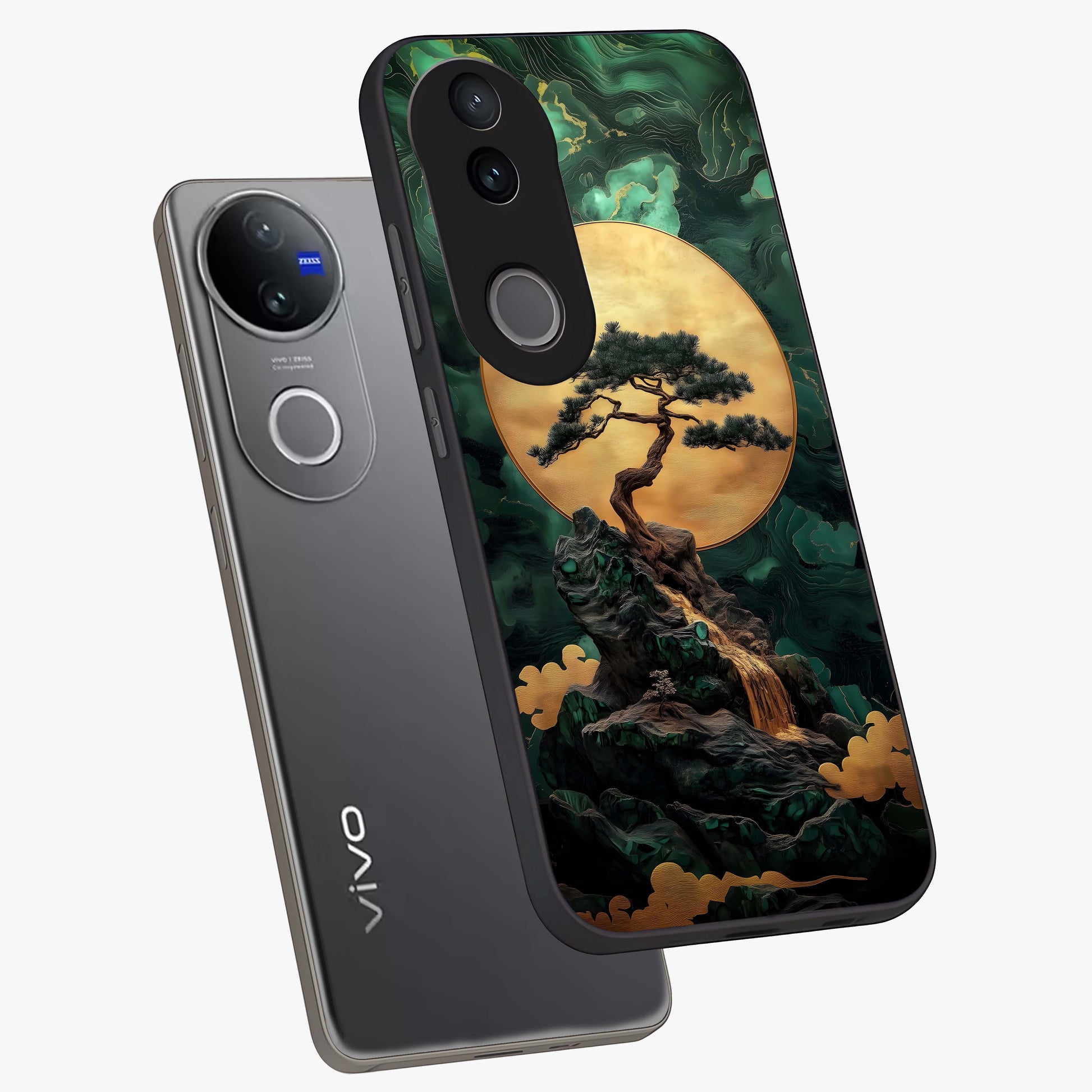Zen Moon Rise Glass Case displayed in angled mockup highlighting peaceful lunar design with zen aesthetic style.