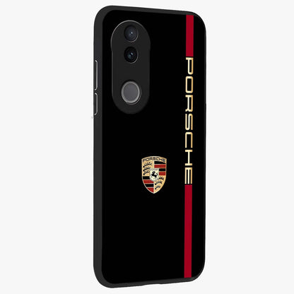 Black Minimal Porsche Glass Case upright view showcasing stylish automotive artwork with bold minimal theme.