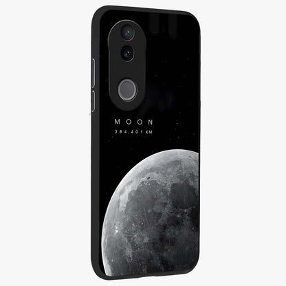 Cosmic Moon Glow Glass Case upright view showcasing luminous moon illustration with dreamy cosmic style.