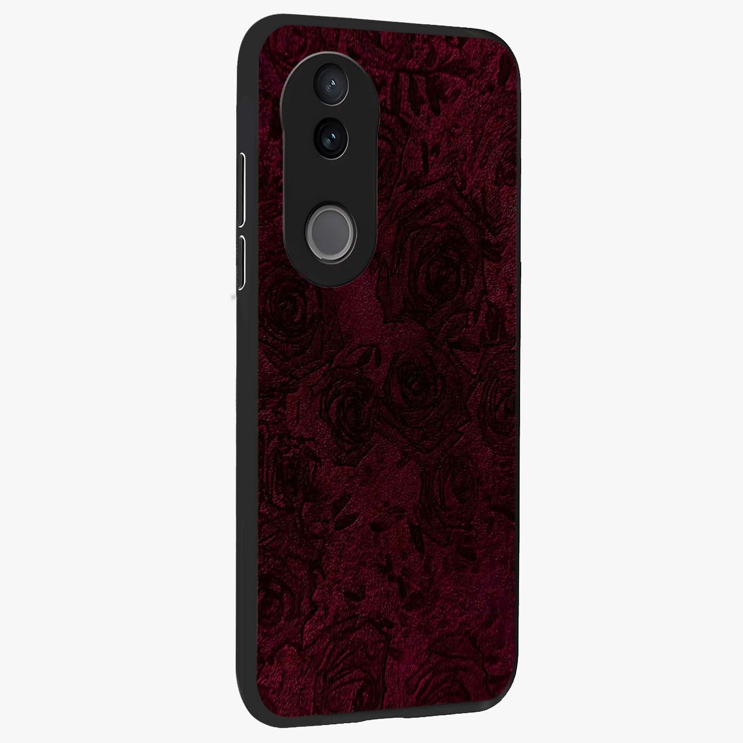 Crimson Fade Flow Glass Case upright view showcasing dynamic crimson flow artwork with stylish abstract theme.