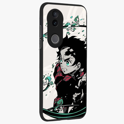 Demon Slayer Glass Case upright view showcasing powerful anime artwork with intense warrior theme.