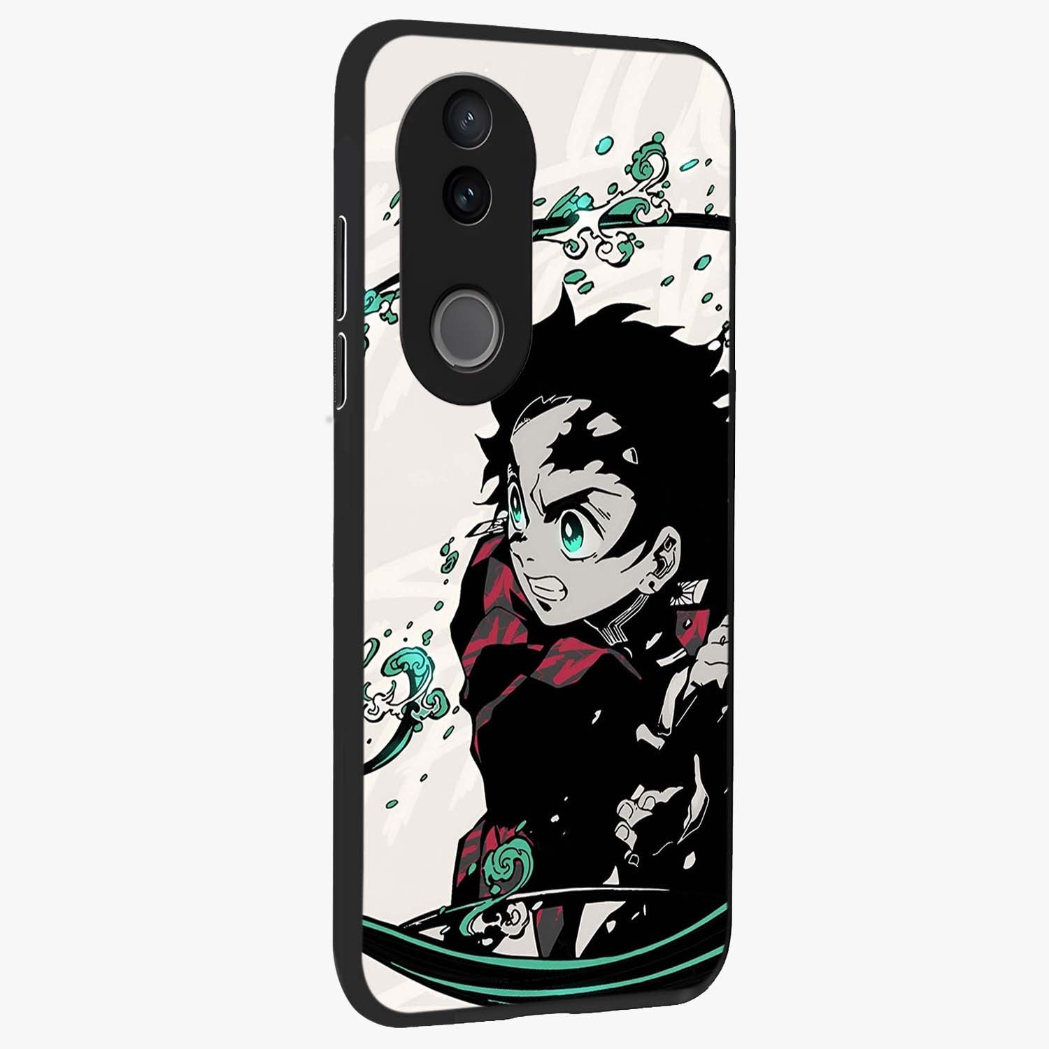 Demon Slayer Glass Case upright view showcasing powerful anime artwork with intense warrior theme.
