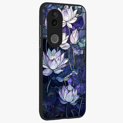 Gloss Petal Rush Glass Case upright view showcasing dynamic floral petal artwork with modern botanical theme.