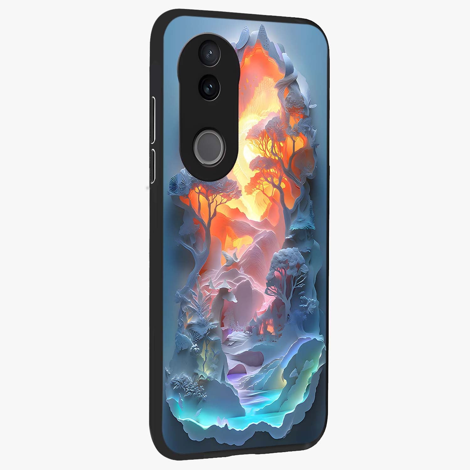 Glow Forest Portal Glass Case upright view showcasing enchanted forest portal artwork with fantasy nature theme.
