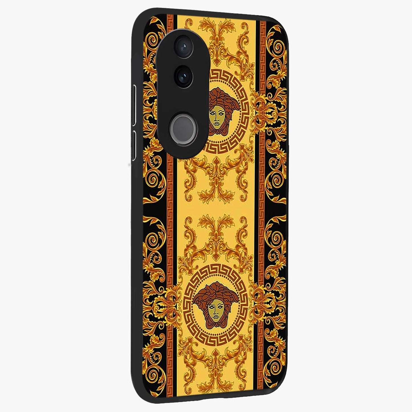 Golden Lotus Glow Glass Case upright view showcasing luminous lotus artwork with peaceful divine theme.