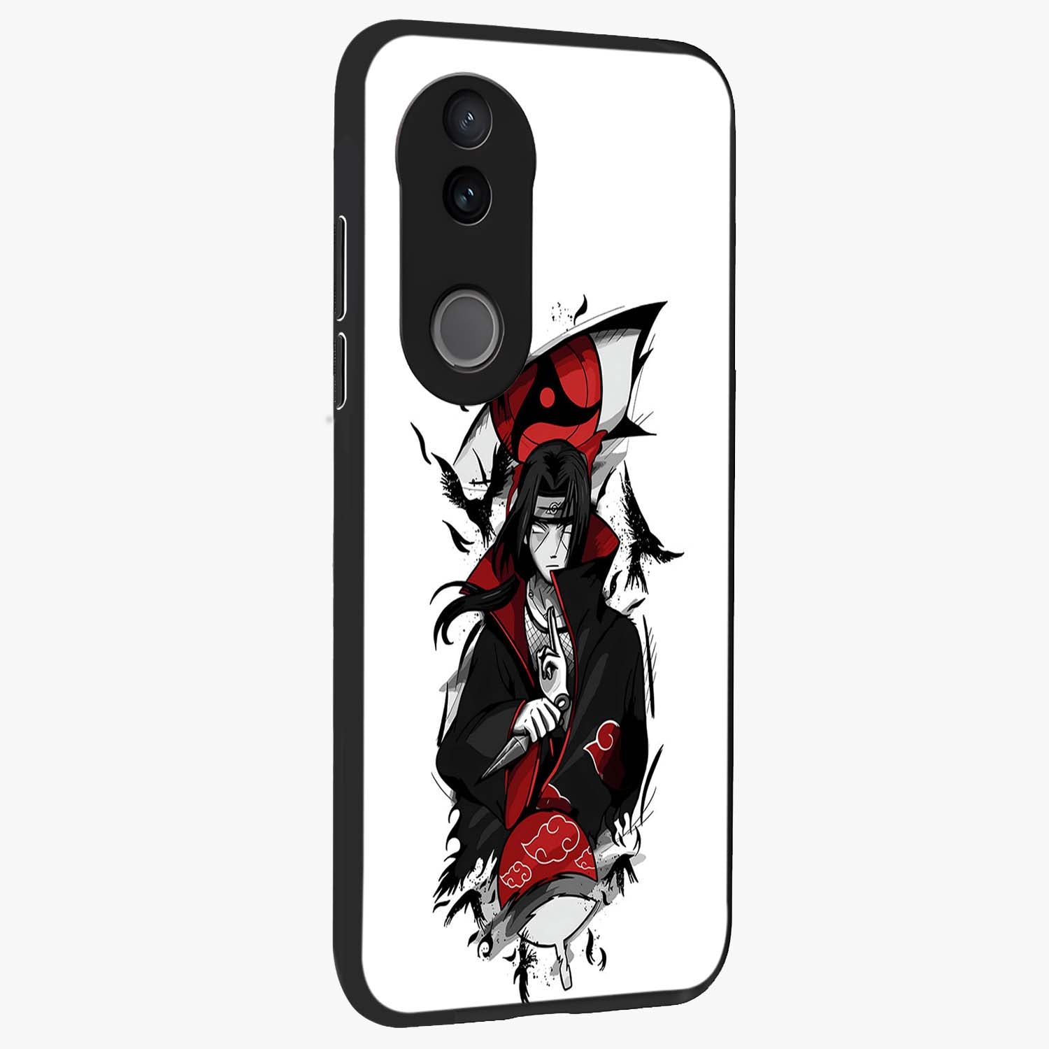 Itachi Limited Edition Naruto Anime Glass Case upright view showcasing intense anime artwork with powerful character theme.