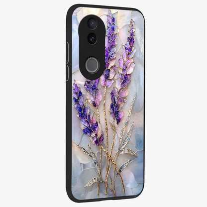 Lavender Dream Glow Glass Case upright view showcasing radiant lavender glow artwork with calming dreamy theme.