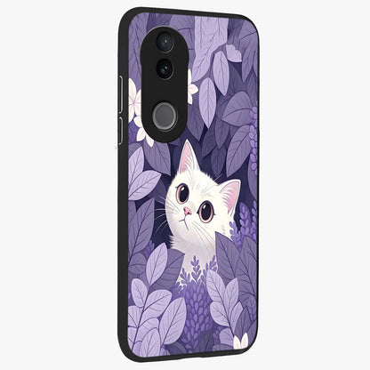 Lilac Hide Peek Cat Glass Case upright view showcasing charming cat artwork with adorable peek theme.