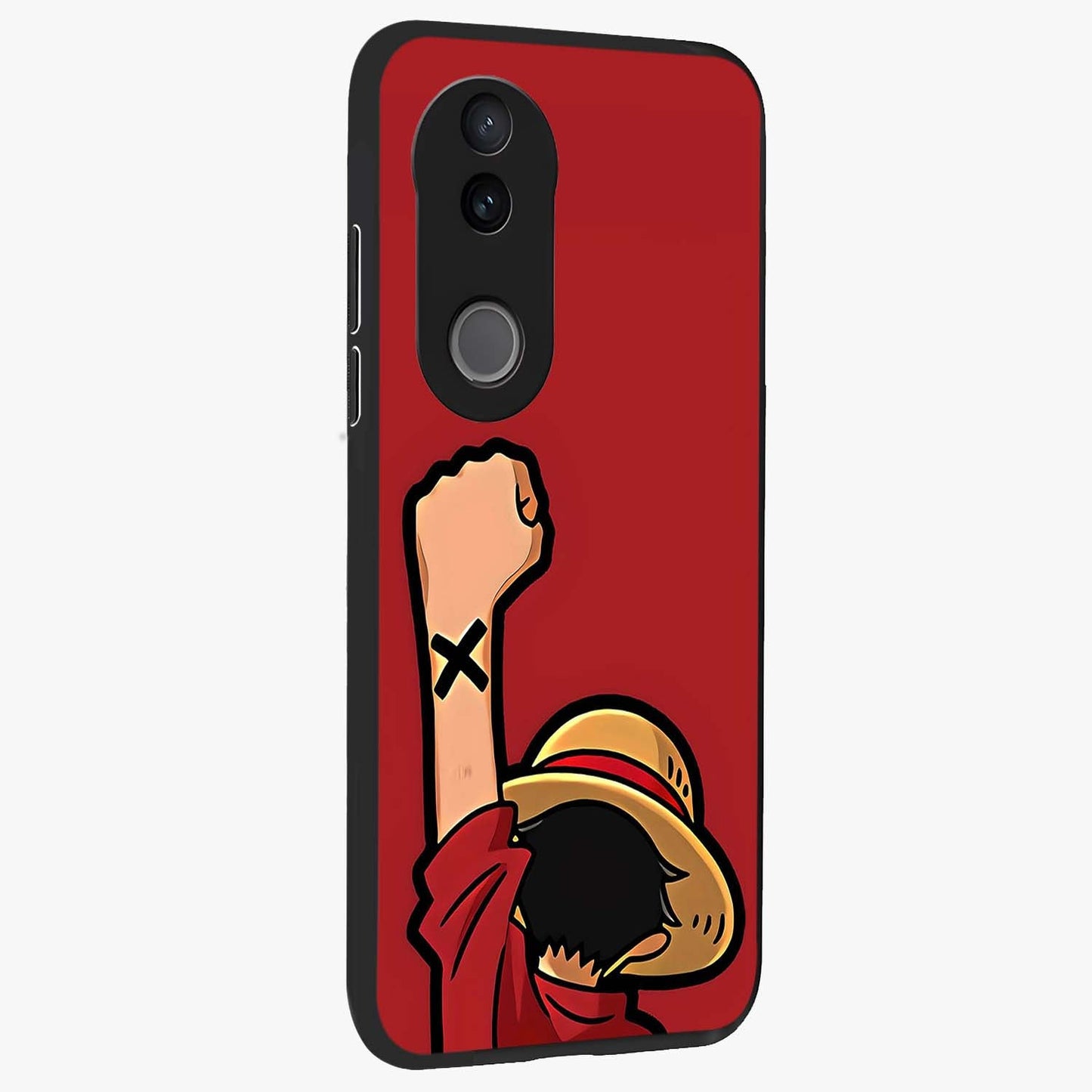 Luffy X Spirit Glass Case upright view showcasing striking anime artwork with adventurous character theme.