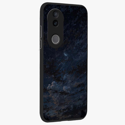 Lunar Veil Silence Glass Case upright view showcasing calm moon themed artwork with serene night atmosphere.