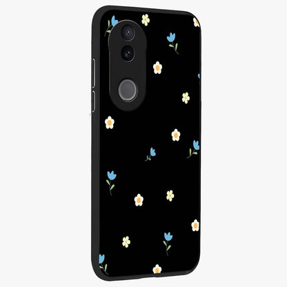 Minimal Petal Whispers Glass Case upright view showcasing elegant floral artwork with modern minimalist style.