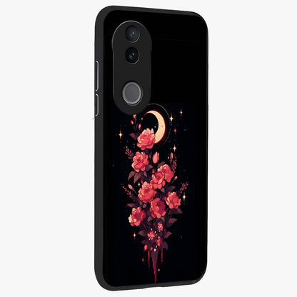 Moonlit Floral Elegance Glass Case upright view showcasing delicate floral artwork with refined night inspired theme.