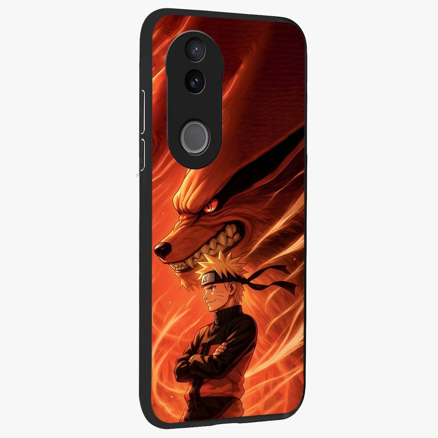 Nine Tails Legacy Glass Case upright view showcasing dramatic nine-tails artwork with intense anime themed design.