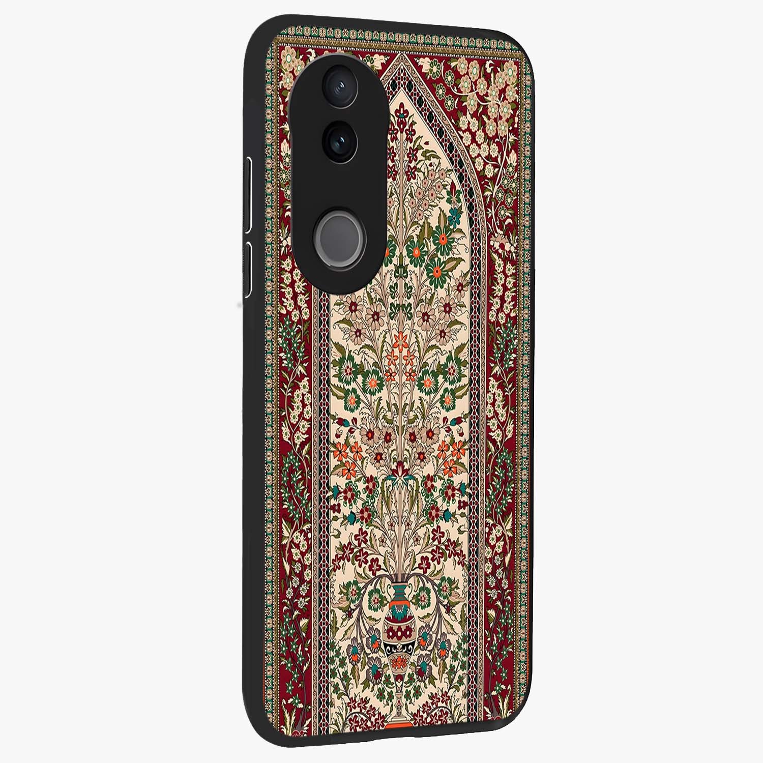 Persian Inspired Glass Case upright view showcasing decorative Persian artwork with rich heritage theme.