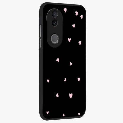 Pink Love Drops Glass Case upright view showcasing charming heart drop artwork with romantic playful theme.