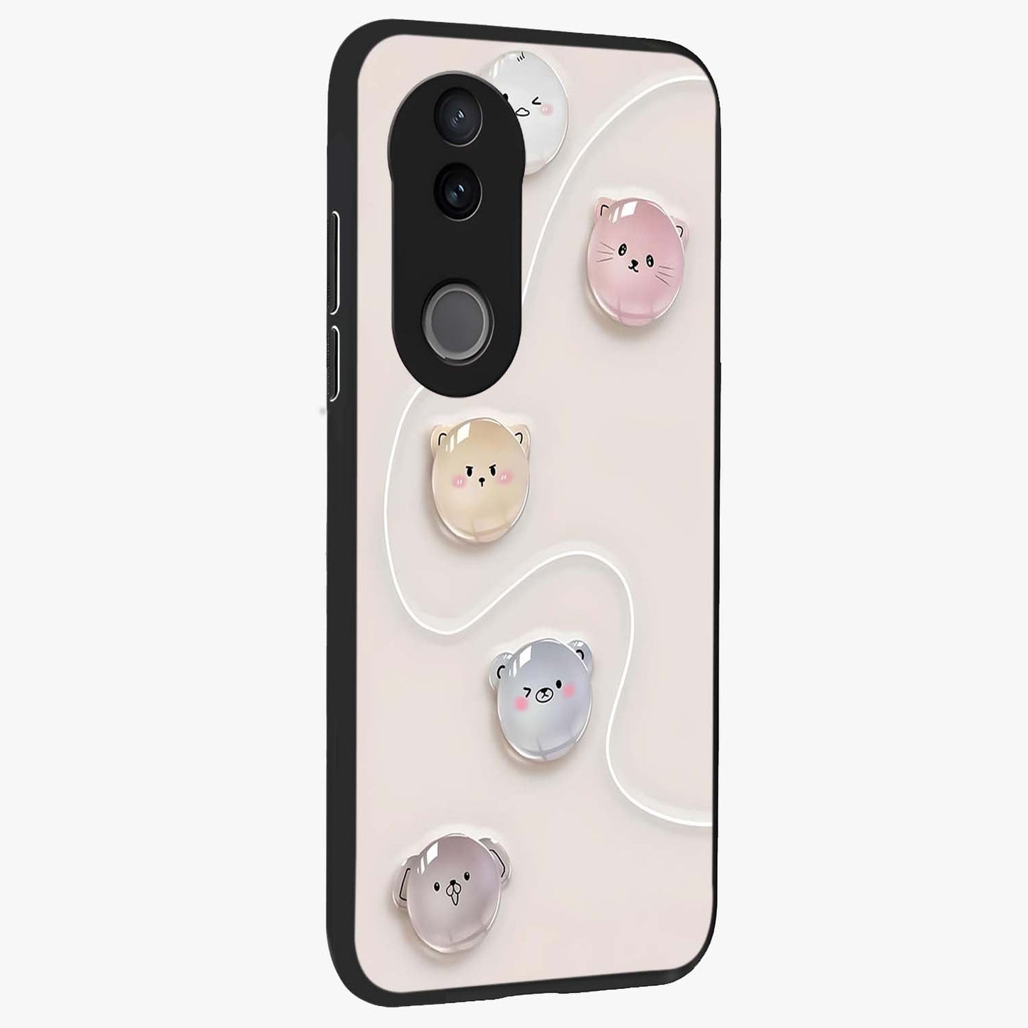 Puffy Face Parade Glass Case upright view showcasing adorable character artwork with cheerful animated theme.