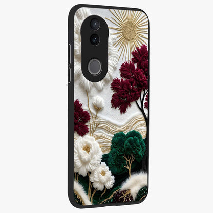 Radiant Bloom Elegance Glass Case upright view showcasing decorative flower artwork with refined botanical theme.