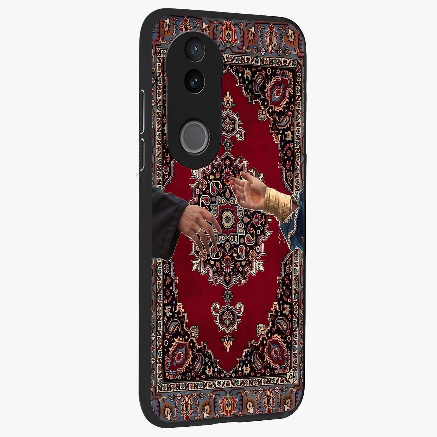 Royal Touch Reach Glass Case upright view showcasing stylish royal inspired artwork with graceful theme.